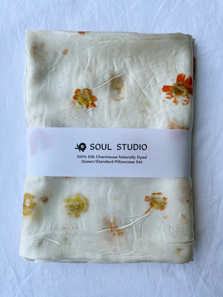 Silk Pillowcase Set: Flower Print