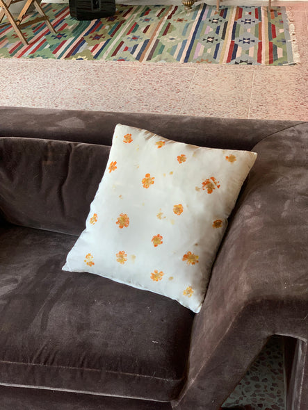 Silk Throw Pillow: Flower Print